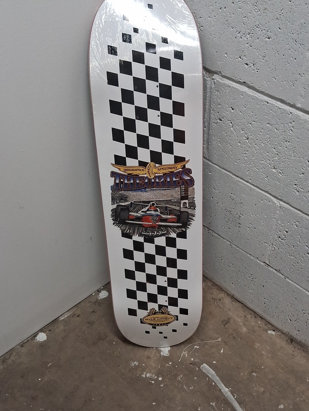 NWT Theories Nyle Lovett Indianapolis Speedway Skateboard Deck- Black